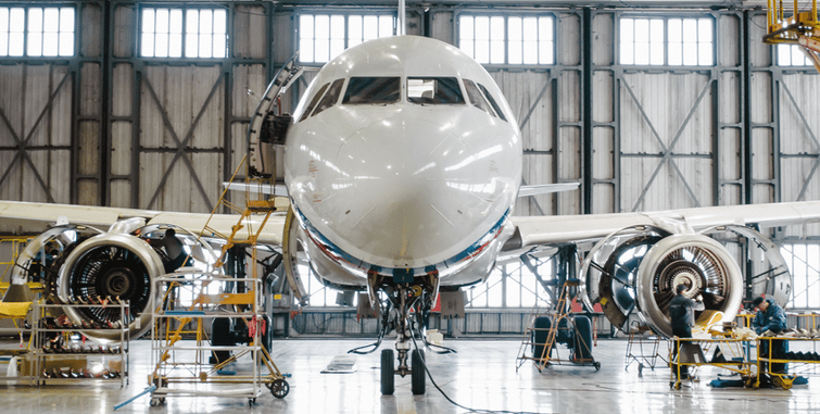 Airbus-maintenance-in-hangar-service-parts